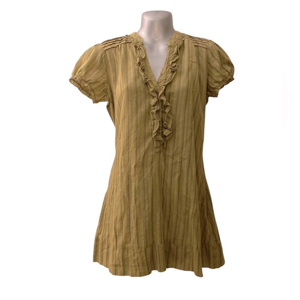 FANG Olive Green and Gray Ruffle Tunic